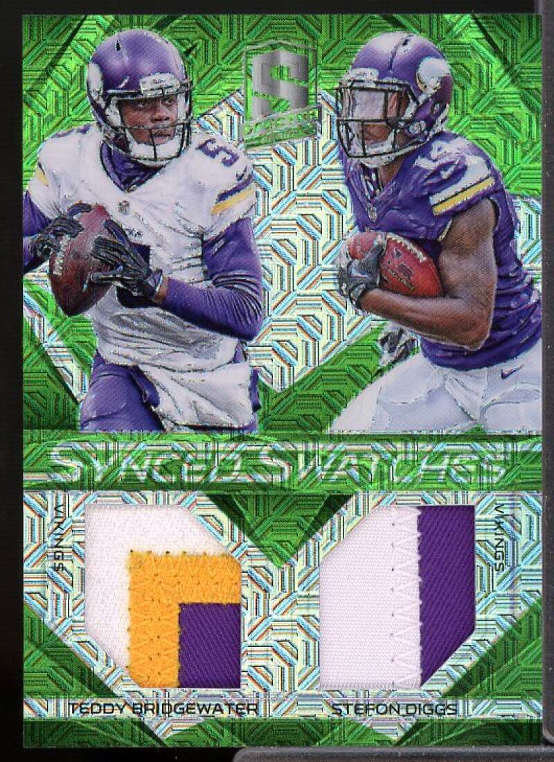 Stefon Diggs/Teddy Bridgewater Card 2015 Spectra Synced Swatches Neon Green #24  Image 1