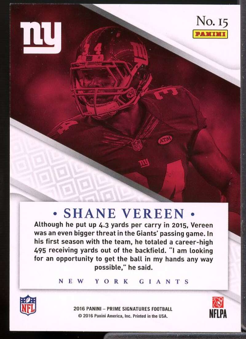 Shane Vereen Card 2016 Prime Signatures Prime Proof Green #15  Image 2