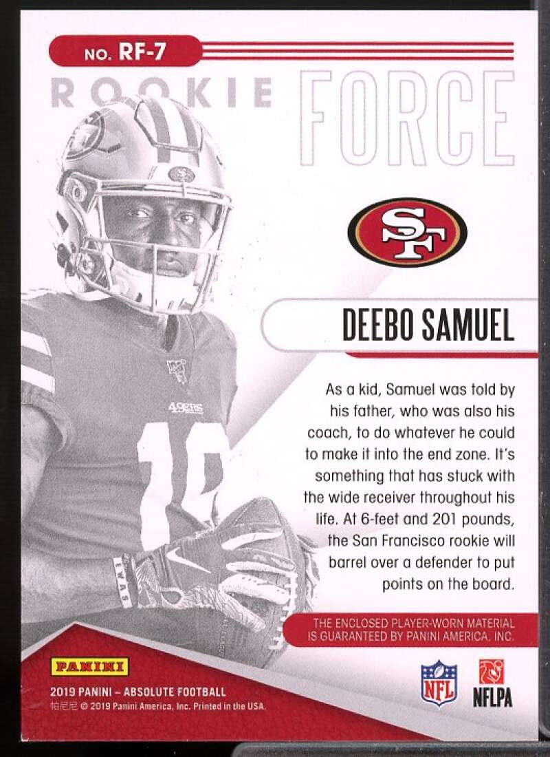 Deebo Samuel Card 2019 Absolute Rookie Force Jerseys #7  Image 2
