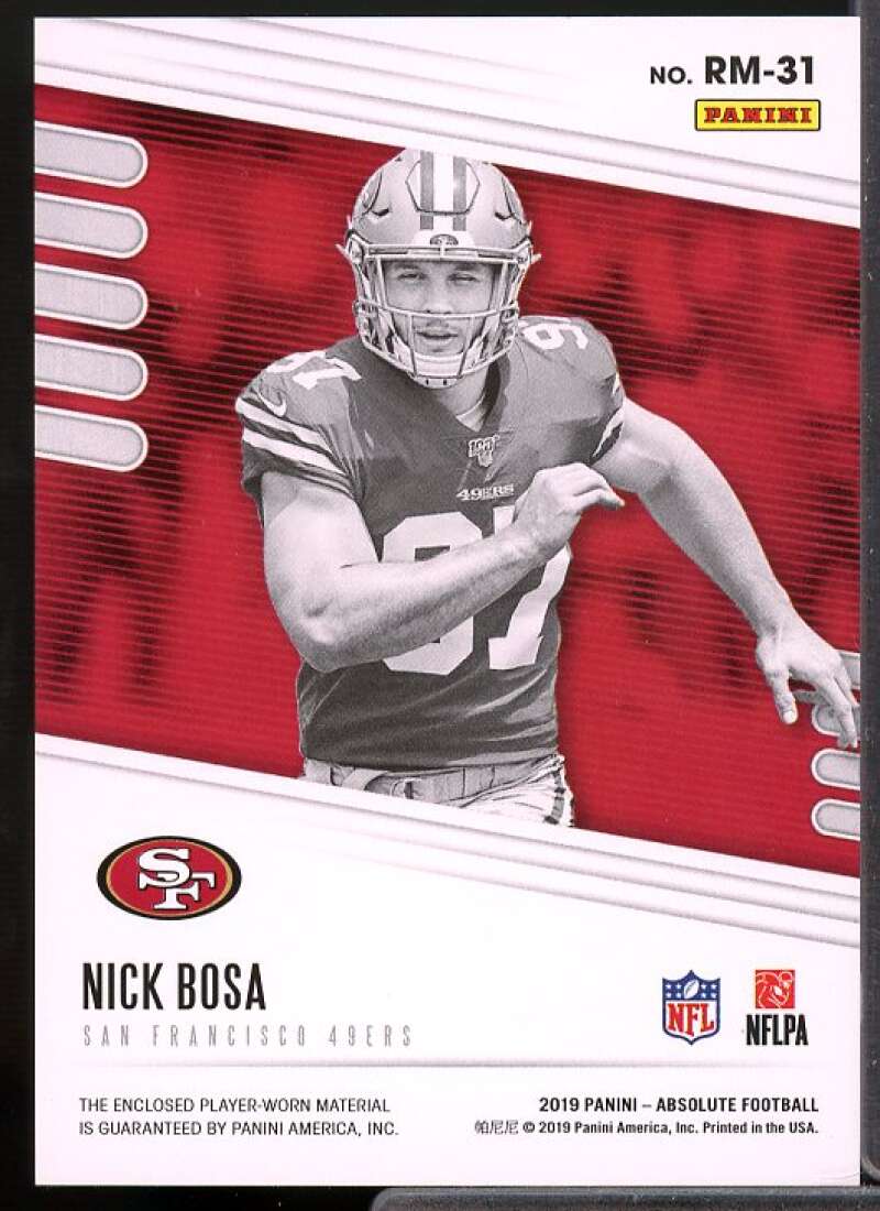 Nick Bosa Card 2019 Absolute Absolute Rookie Materials #31  Image 2