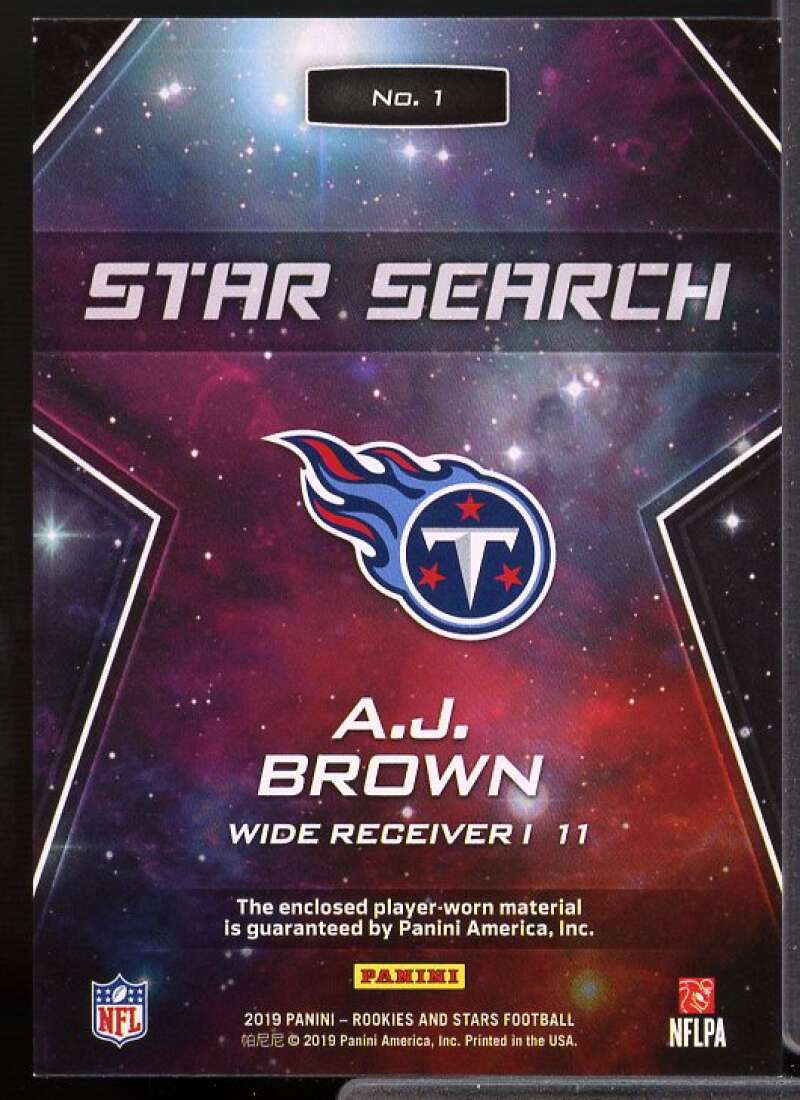 A.J. Brown Rookie Card 2019 Rookies Stars Star Search Jerseys #1  Image 2