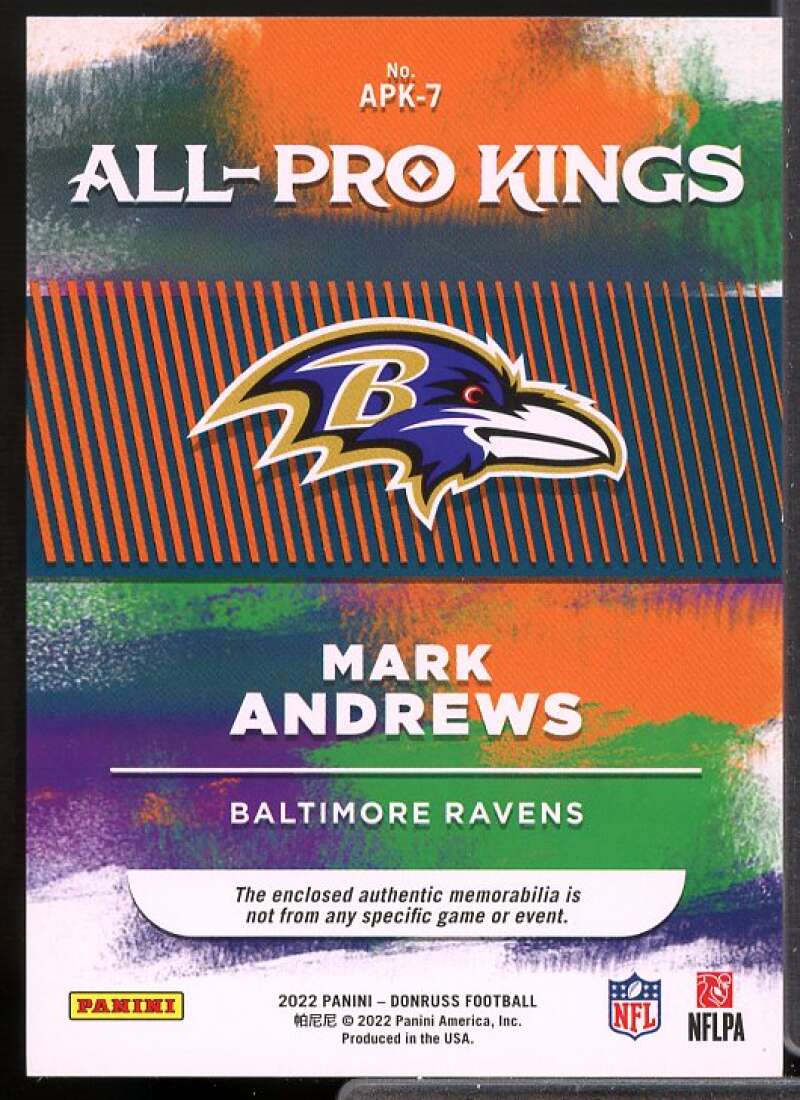Mark Andrews Card 2022 Donruss All Pro Kings Jerseys Studio Series #7  Image 2