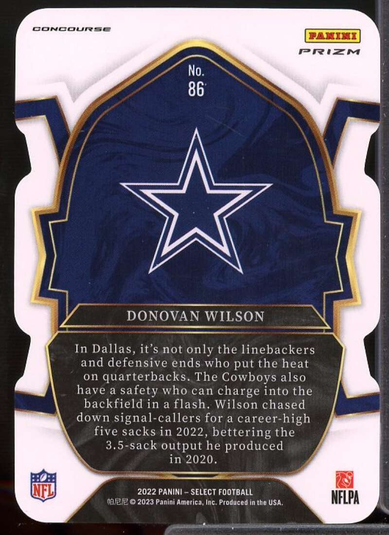 Donovan Wilson Card 2022 Select Prizm Red and Blue Die Cut #86  Image 2