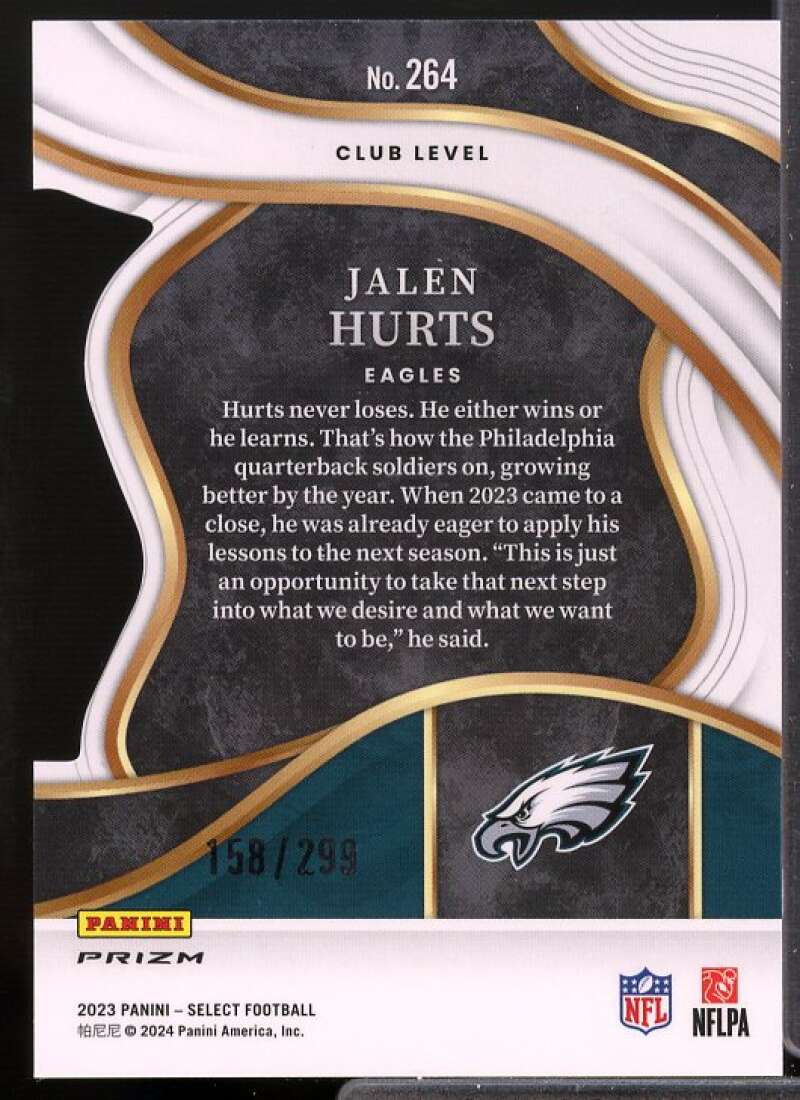 Jalen Hurts Card 2023 Select Prizm Copper Die Cut #264  Image 2