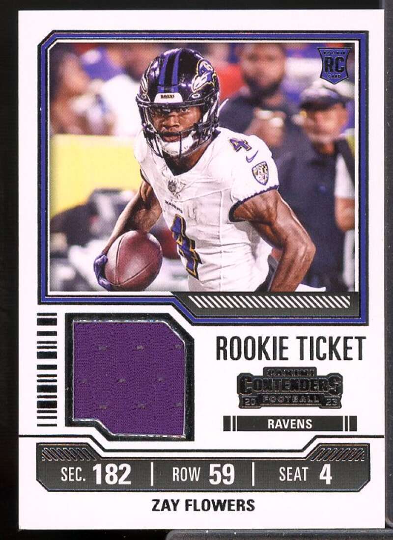 Zay Flowers Card 2023 Panini Contenders Rookie Ticket Swatches #39  Image 1
