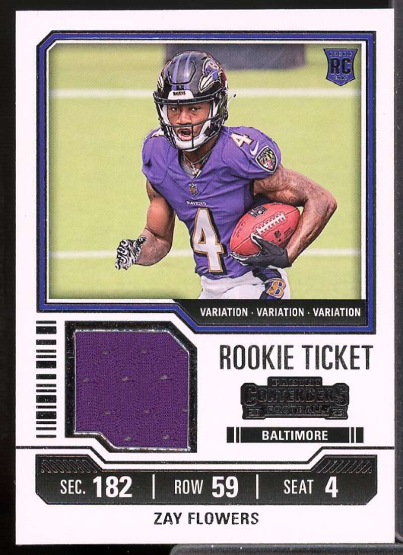 Zay Flowers Card 2023 Panini Contenders Rookie Ticket Swatches Variations #39  Image 1