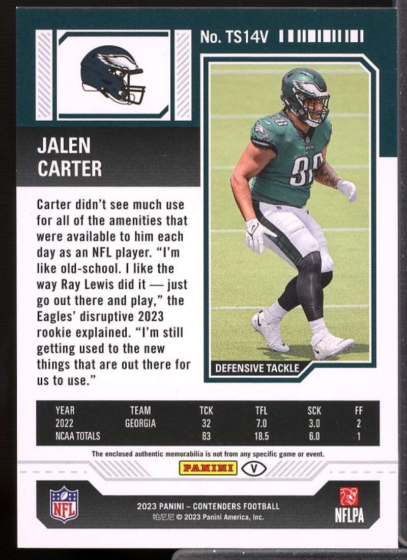 Jalen Carter Card 2023 Panini Contenders Rookie Ticket Swatches Variations #14  Image 2