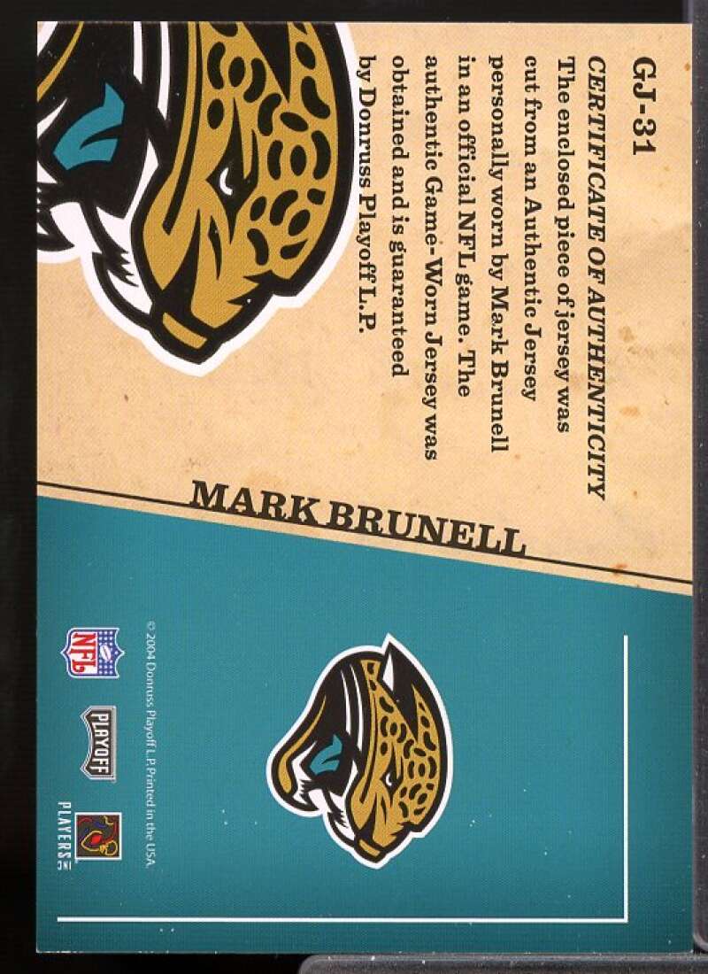 Mark Brunell Card 2004 Playoff Prestige Game Day Jerseys #GJ31  Image 2