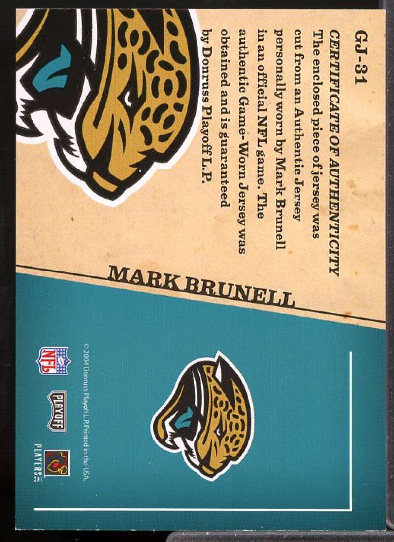 Mark Brunell Card 2004 Playoff Prestige Game Day Jerseys #GJ31  Image 2