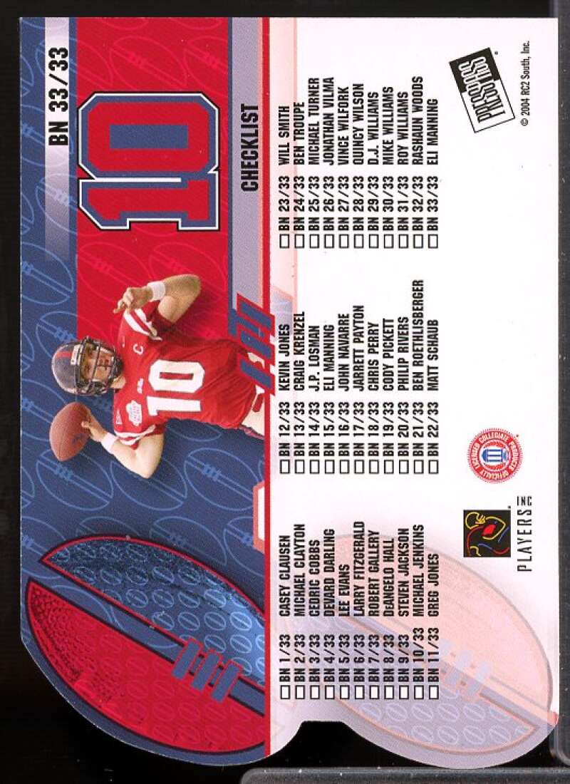 Eli Manning CL Rookie Card 2004 Press Pass Big Numbers #BN33  Image 2