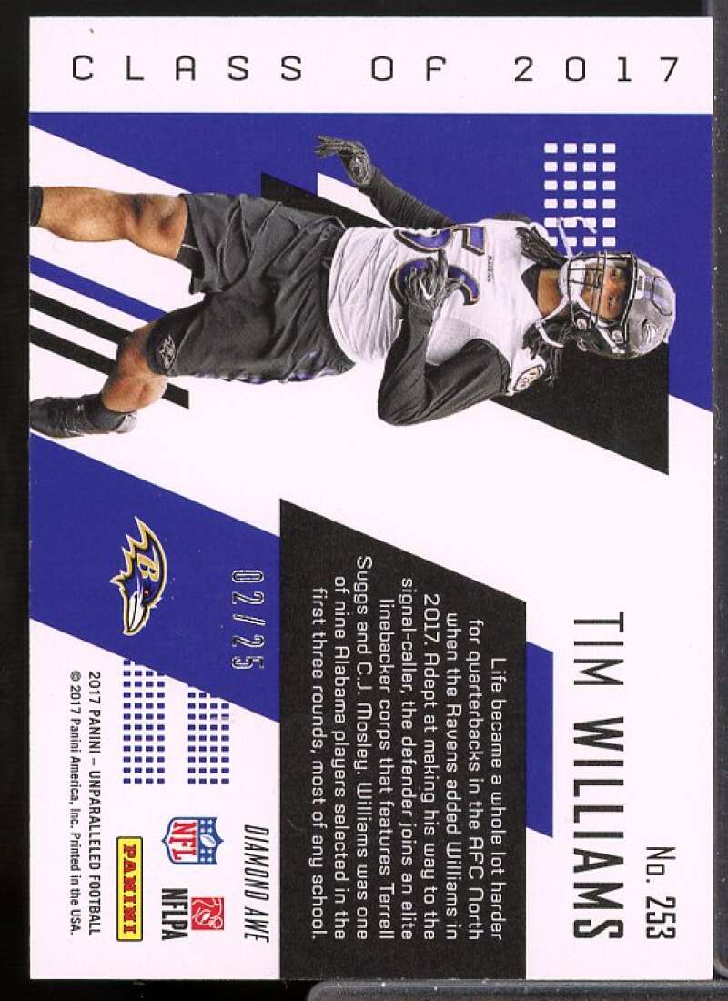 Tim Williams Rookie Card 2017 Panini Unparalleled Red #253  Image 2