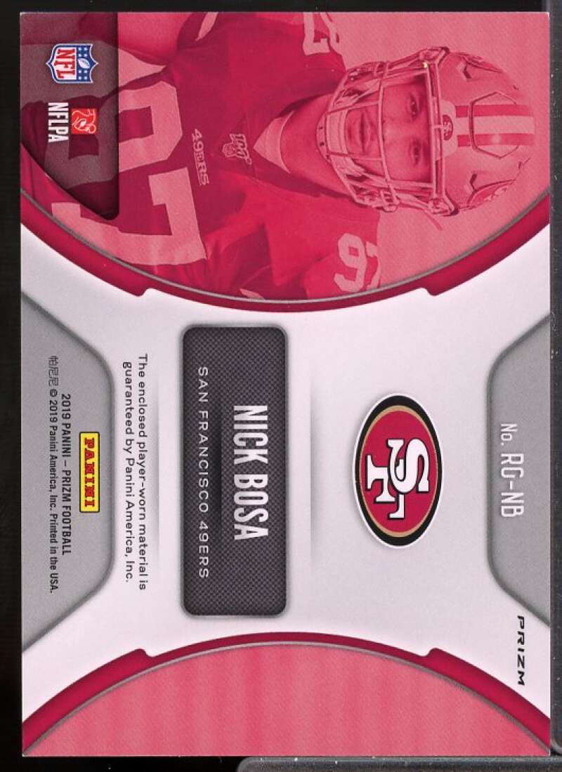 Nick Bosa Card 2019 Panini Prizm Rookie Gear #7  Image 2