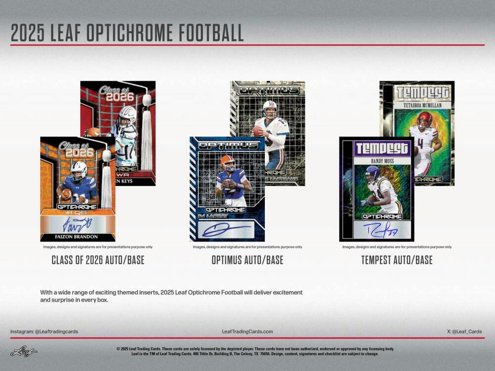 2025 Leaf Optichrome Football Hobby Box Image 4