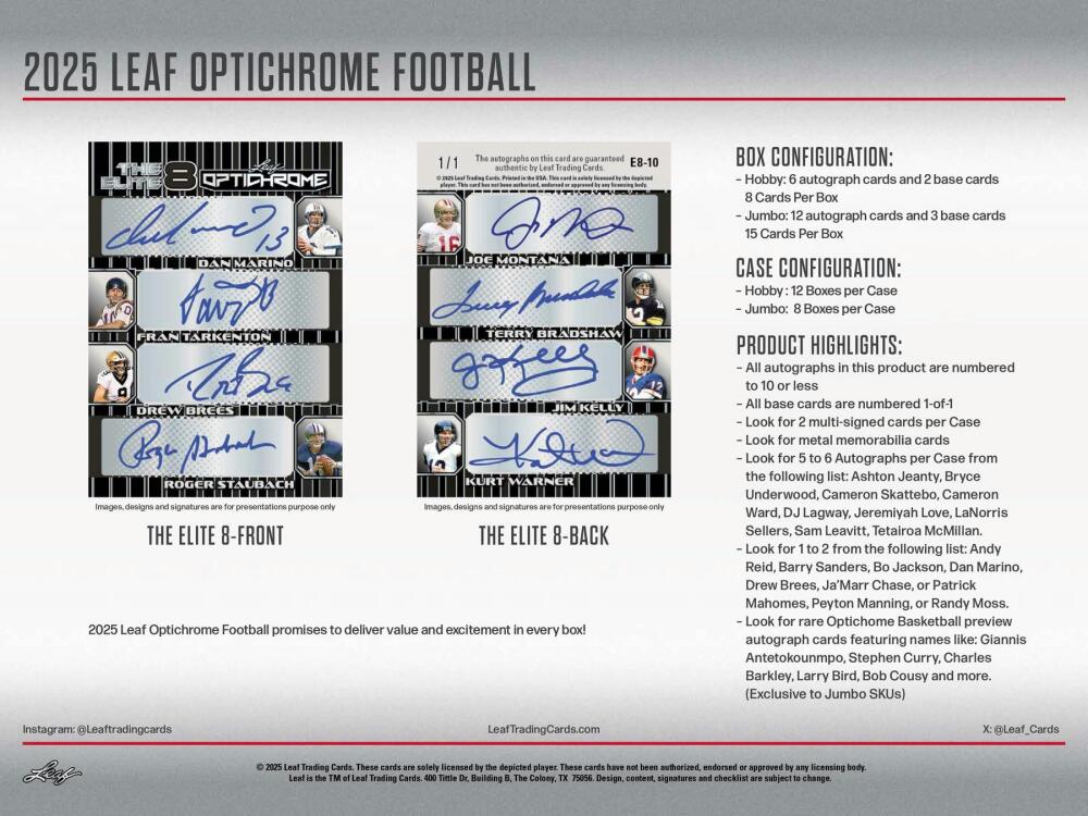 2025 Leaf Optichrome Football Hobby Box Image 7