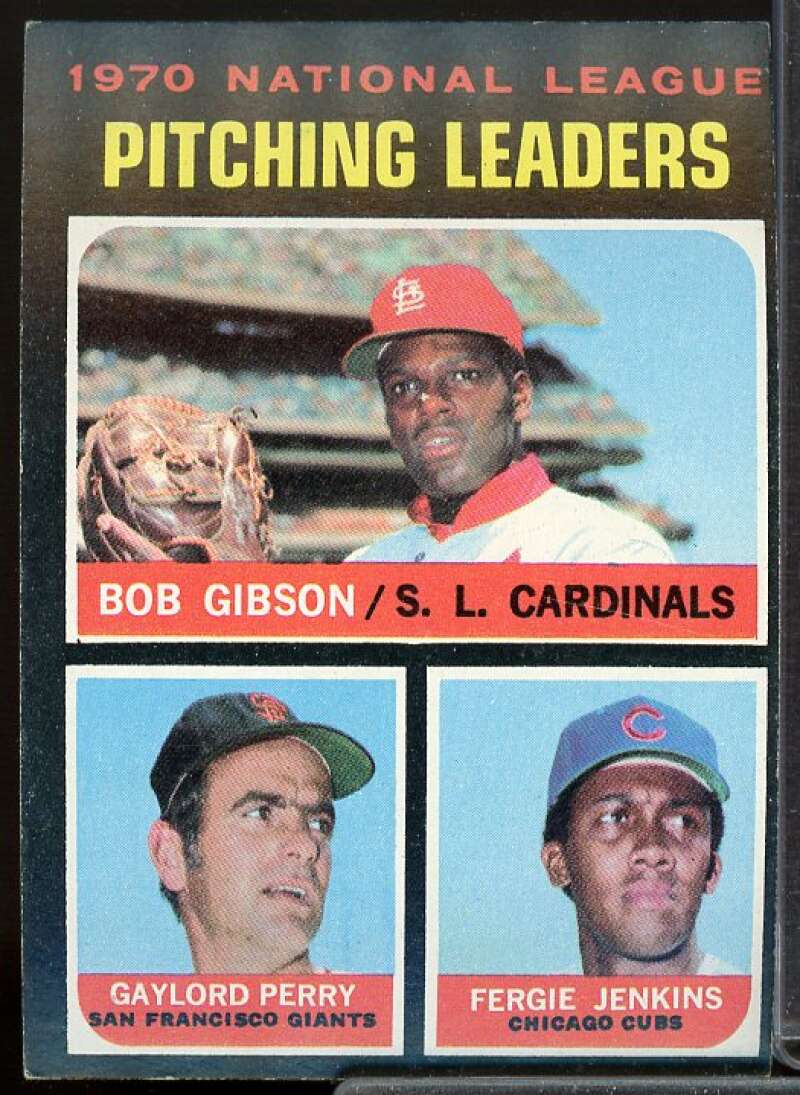 NL Pitching Leaders/Bob Gibson/Gaylord Perry/Fergie Jenkins Card 1971 Topps #70  Image 1