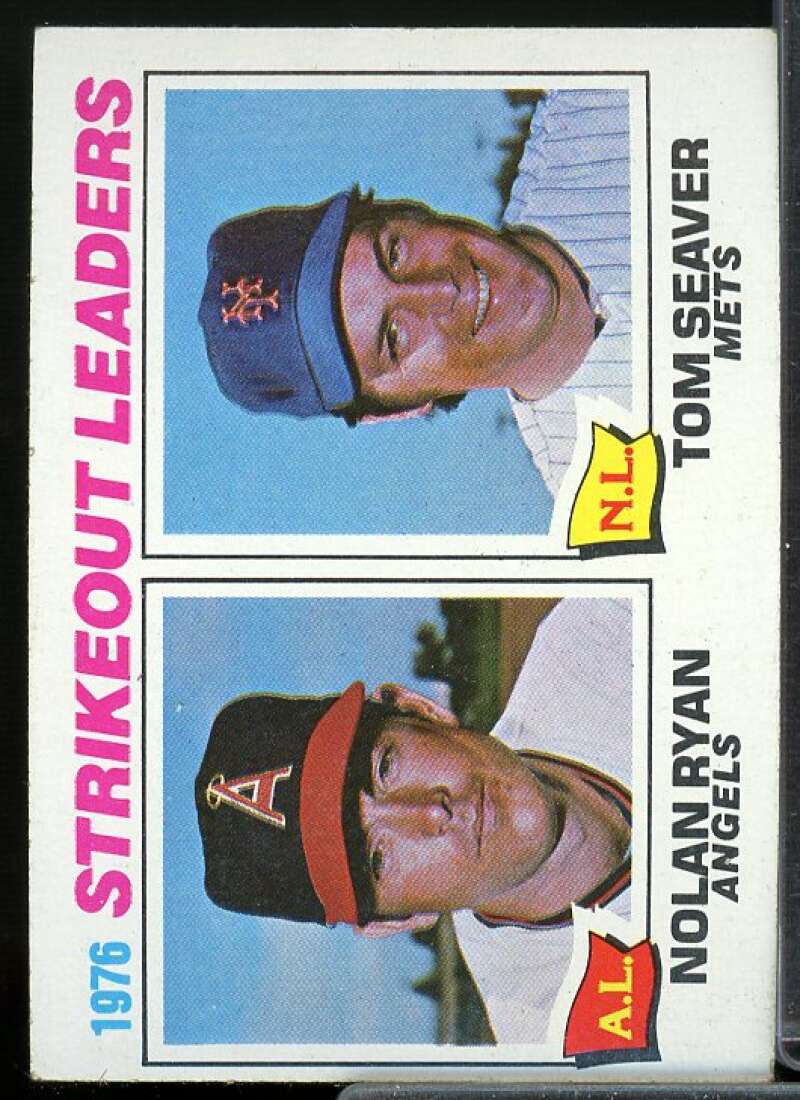 Strikeout Leaders/Nolan Ryan/Tom Seaver Card 1977 Topps #6  Image 1