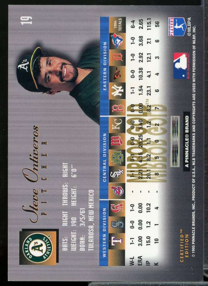 Steve Ontiveros Card 1995 Select Certified Mirror Gold #19  Image 2