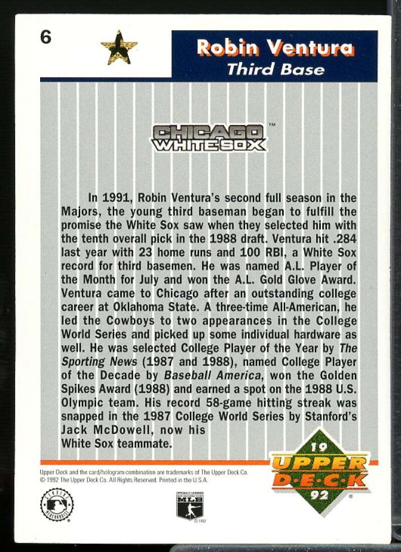 Robin Ventura Card 1992 Upper Deck FanFest Gold #6  Image 2