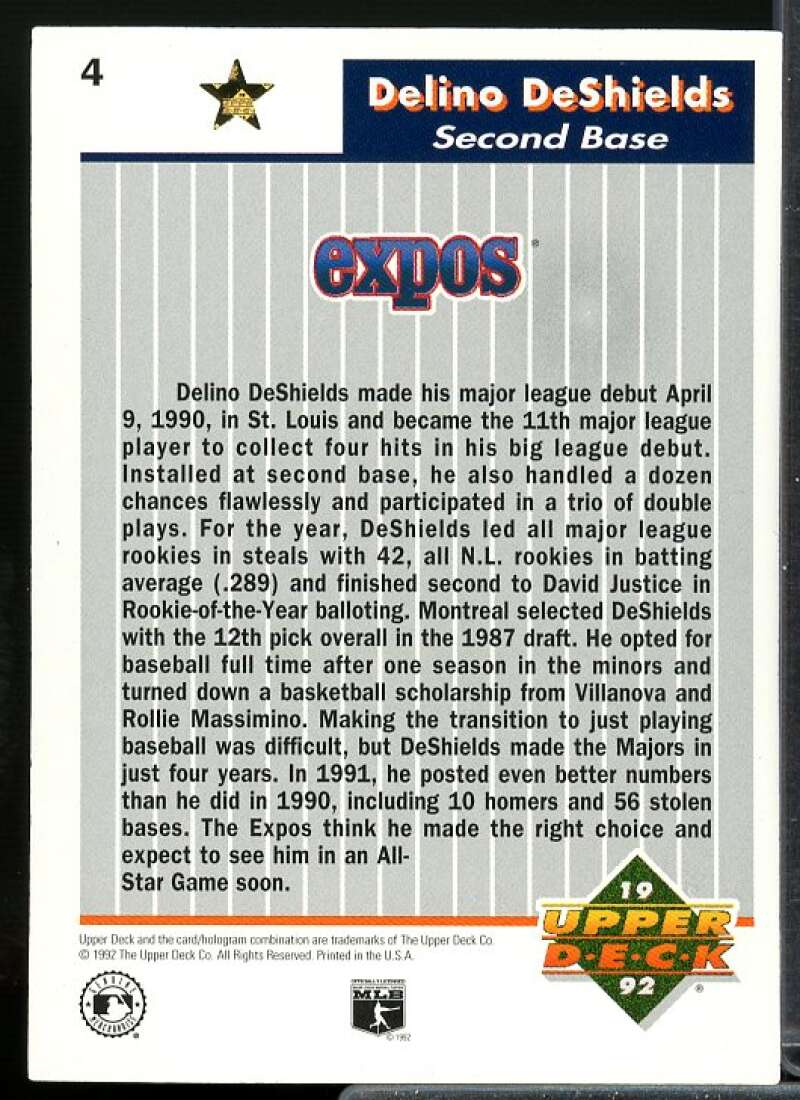 Delino DeShields Card 1992 Upper Deck FanFest Gold #4  Image 2