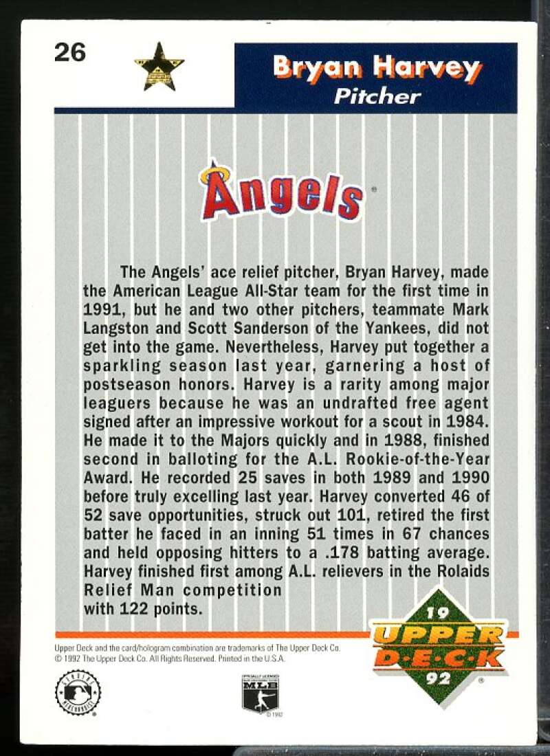 Bryan Harvey Card 1992 Upper Deck FanFest Gold #26  Image 2