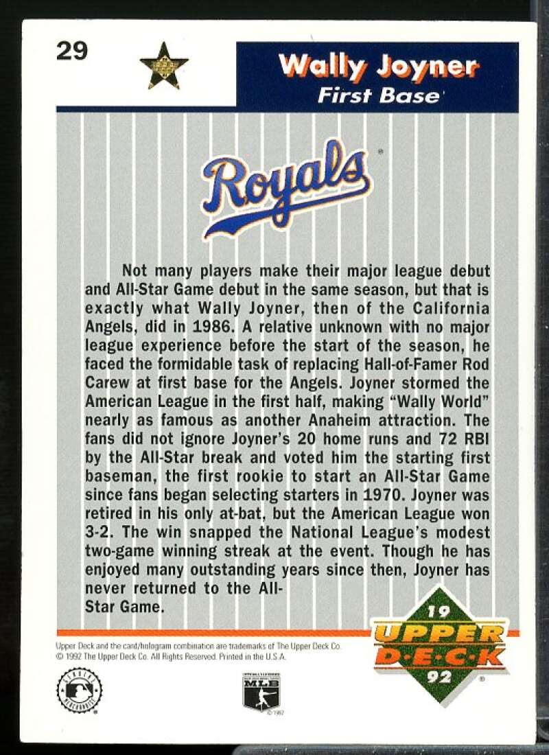 Wally Joyner Card 1992 Upper Deck FanFest Gold #29  Image 2