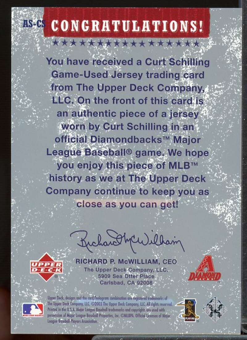 Curt Schilling Card 2004 Upper Deck Authentic Stars Jersey #CS  Image 2