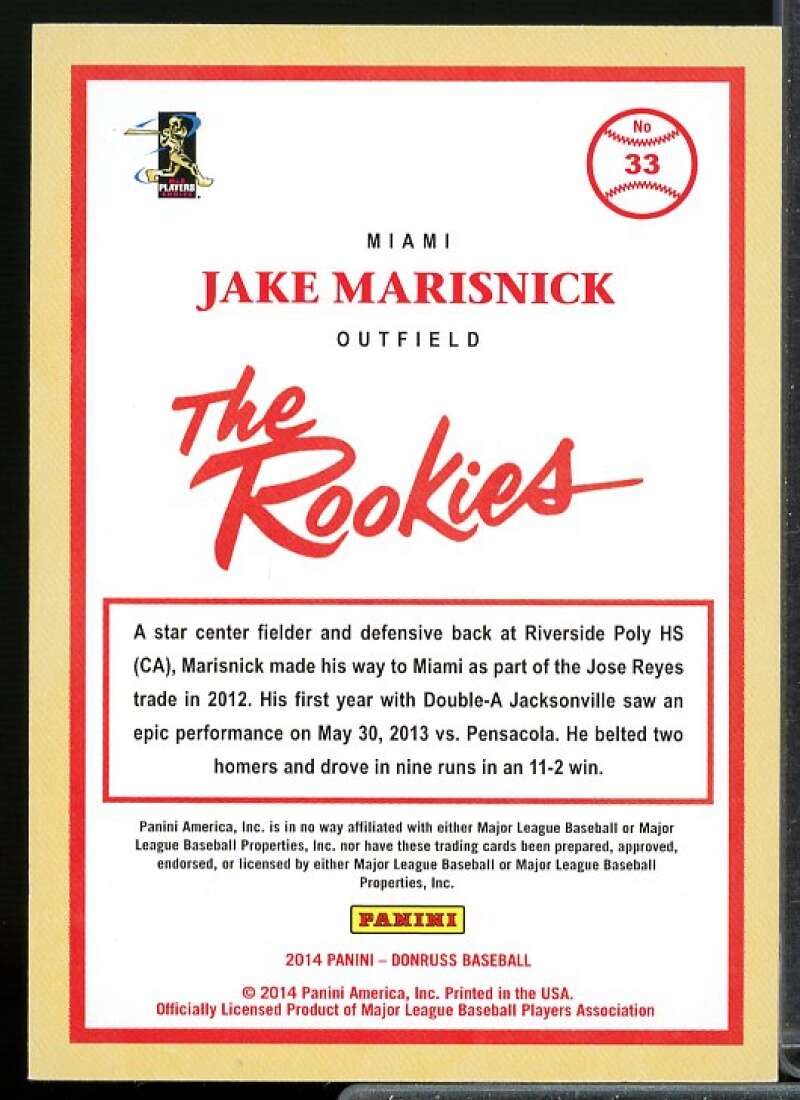 Jake Marisnick Card 2014 Donruss The Rookies Autographs #33  Image 2