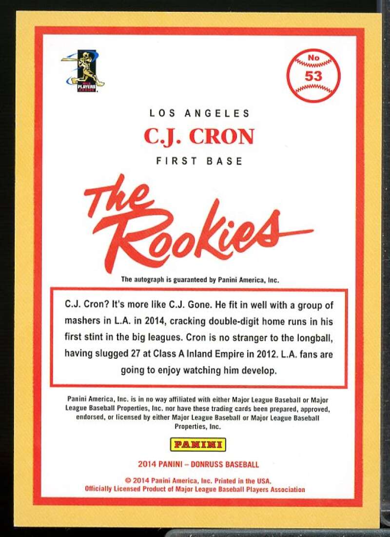 C.J. Cron Card 2014 Donruss The Rookies Autographs #53  Image 2