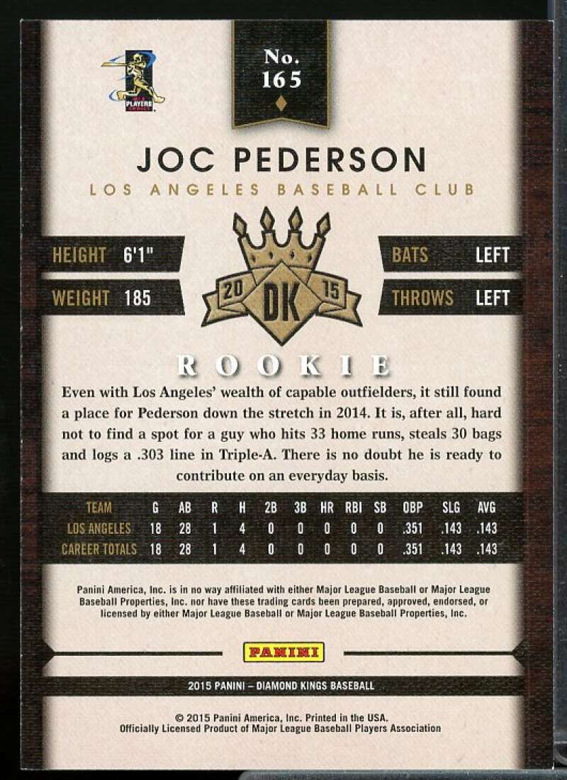 Joc Pederson Rookie Card 2015 Diamond Kings #165A  Image 2
