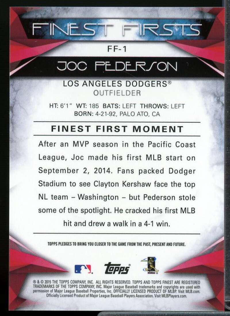 Joc Pederson Rookie Card 2015 Finest Firsts #FF1  Image 2