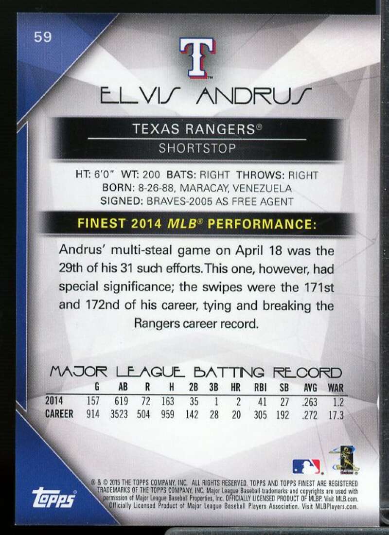 Elvis Andrus Card 2015 Finest Red Refractors (2/5) #59  Image 2