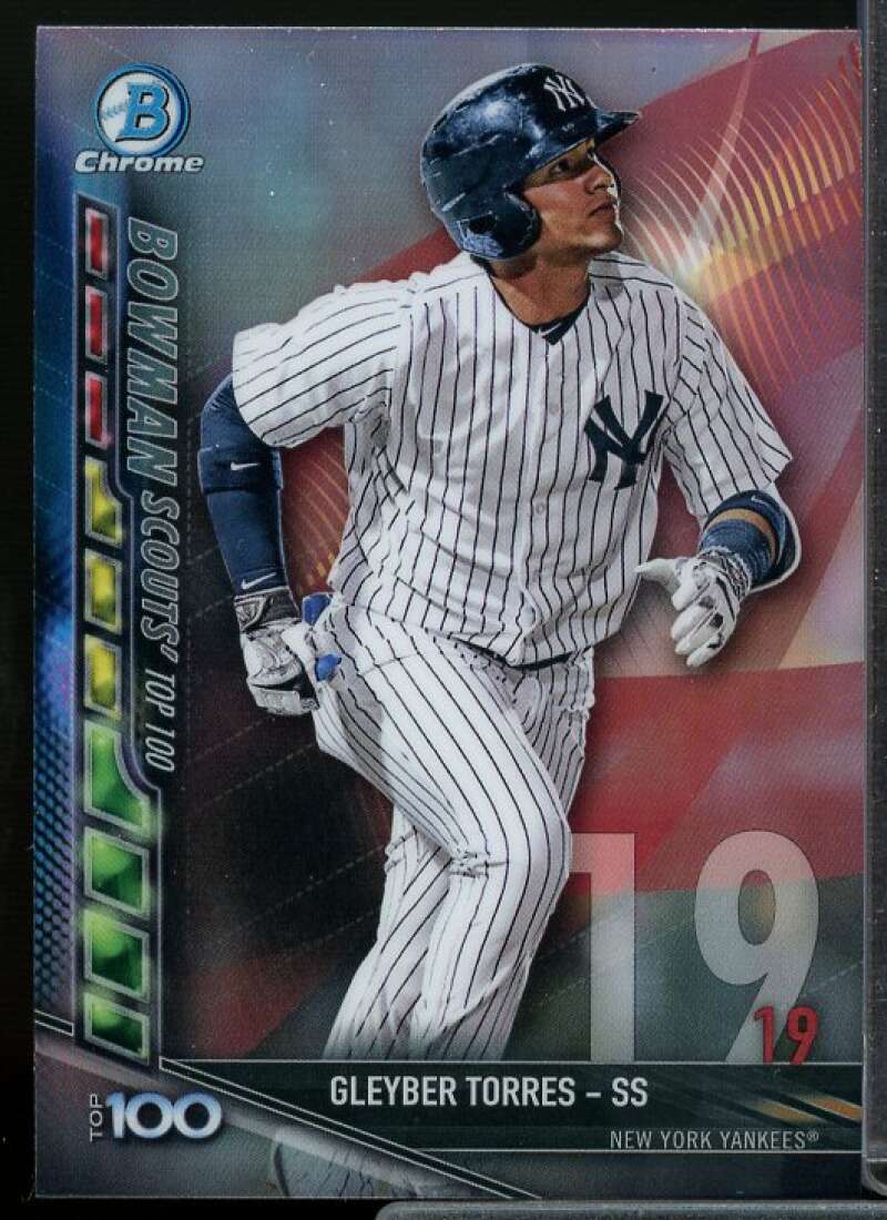 Gleyber Torres Card 2017 Bowman Chrome Scouts Top 100 Refractors #BTP19  Image 1