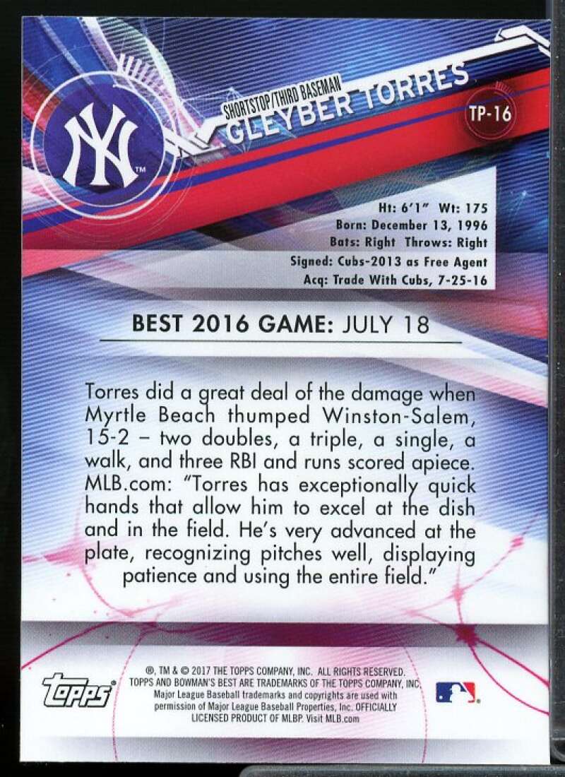 Gleyber Torres Card 2017 Bowman's Best Top Prospects Refractors #TP16  Image 2