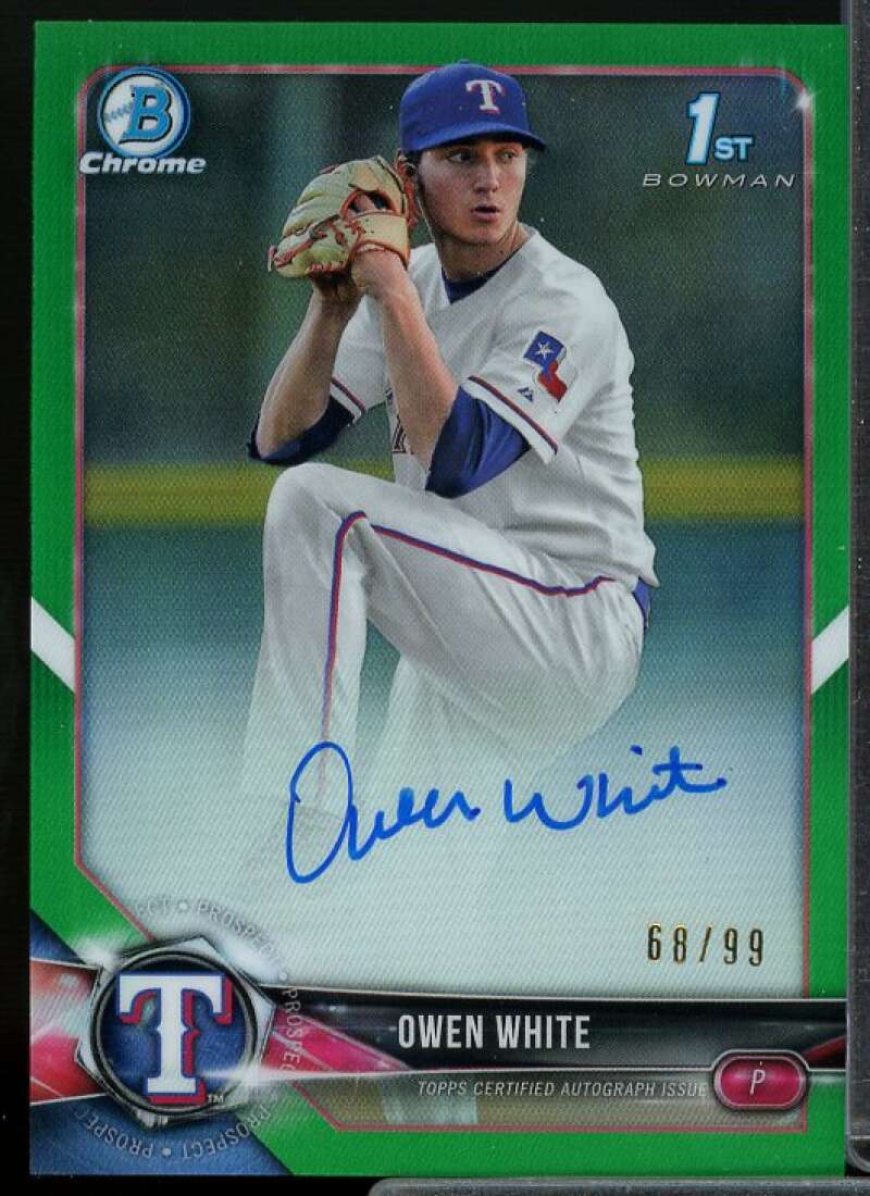Owen White Card 2018 Bowman Chrome Draft Autographs Green Refractors #CDAOW  Image 1