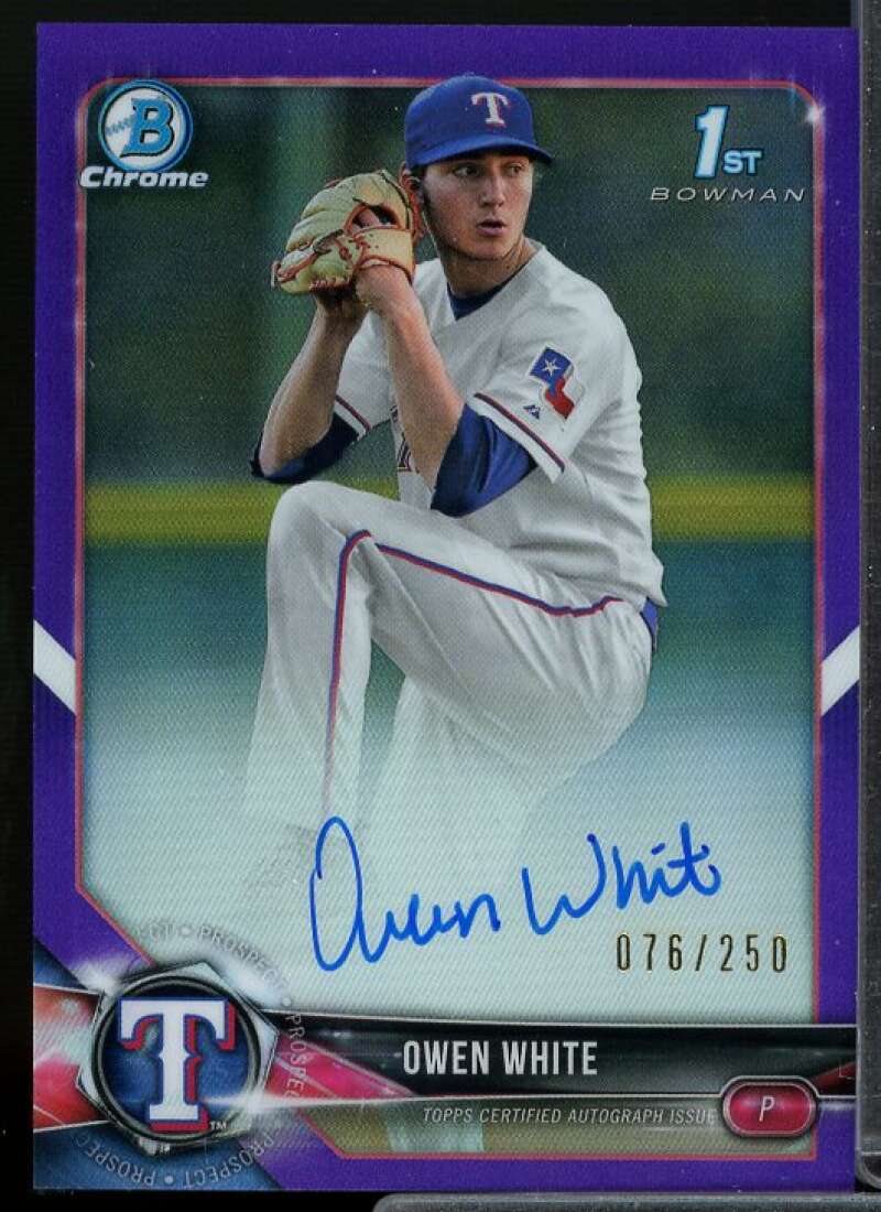 Owen White Card 2018 Bowman Chrome Draft Autographs Purple Refractors #CDAOW  Image 1