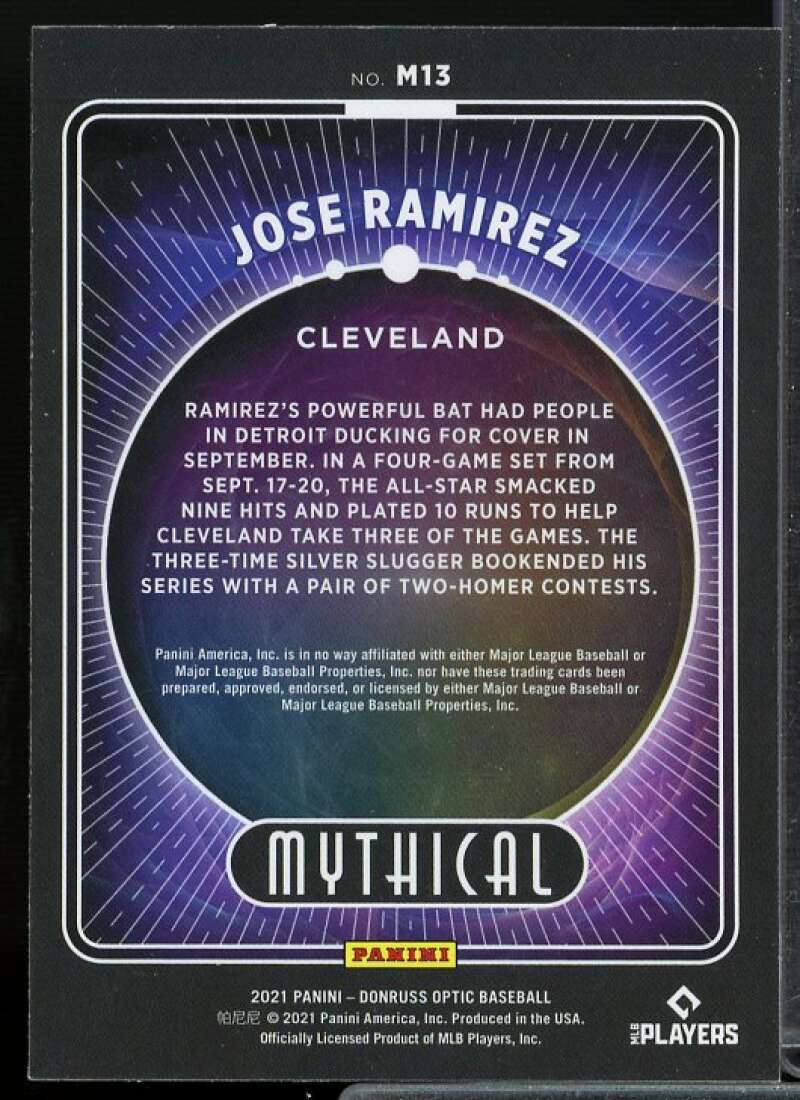 Jose Ramirez Card 2021 Donruss Optic Mythical #13  Image 2