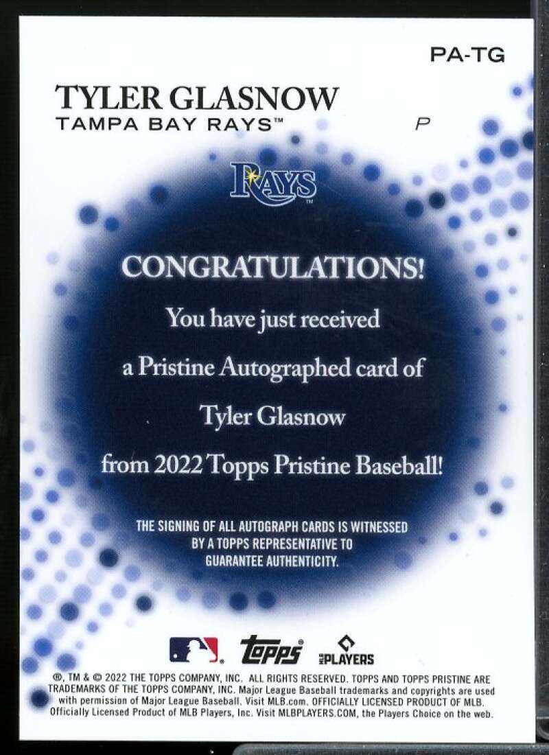 Tyler Glasnow Card 2022 Topps Pristine Autographs #PATG  Image 2