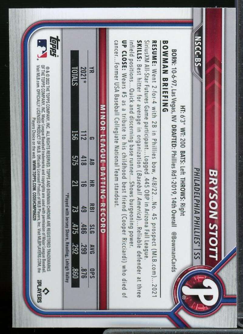 B. Stott 2022 Bowman Chrome National Convention Wrapper Redemption AU #NSCCBS  Image 2