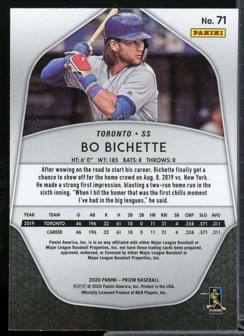 Bo Bichette Rookie Card 2020 Panini Prizm #71  Image 2