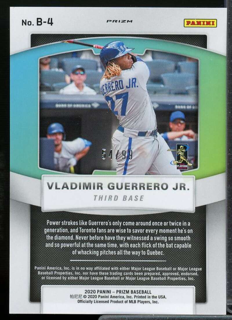 Vladimir Guerrero Jr. Card 2020 Panini Prizm Brilliance Prizms Red Wave #B4  Image 2