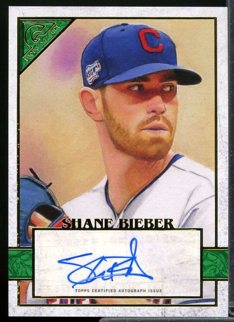 Shane Bieber Card 2020 Topps Gallery Autographs Green #26  Image 1