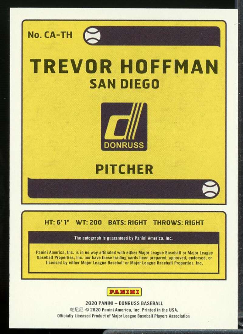 Trevor Hoffman Card 2020 Donruss Classics Autographs #6  Image 2