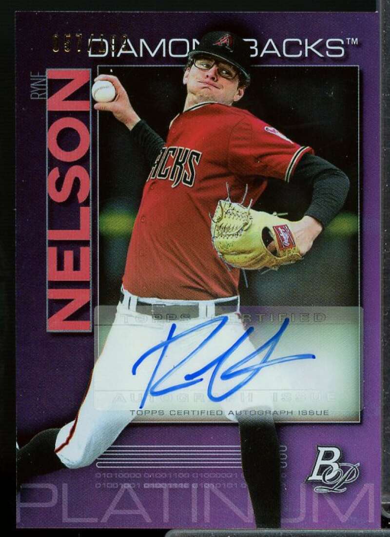 Ryne Nelson Card 2020 Bowman Platinum Top Prospect Autographs Purple #TOP48  Image 1
