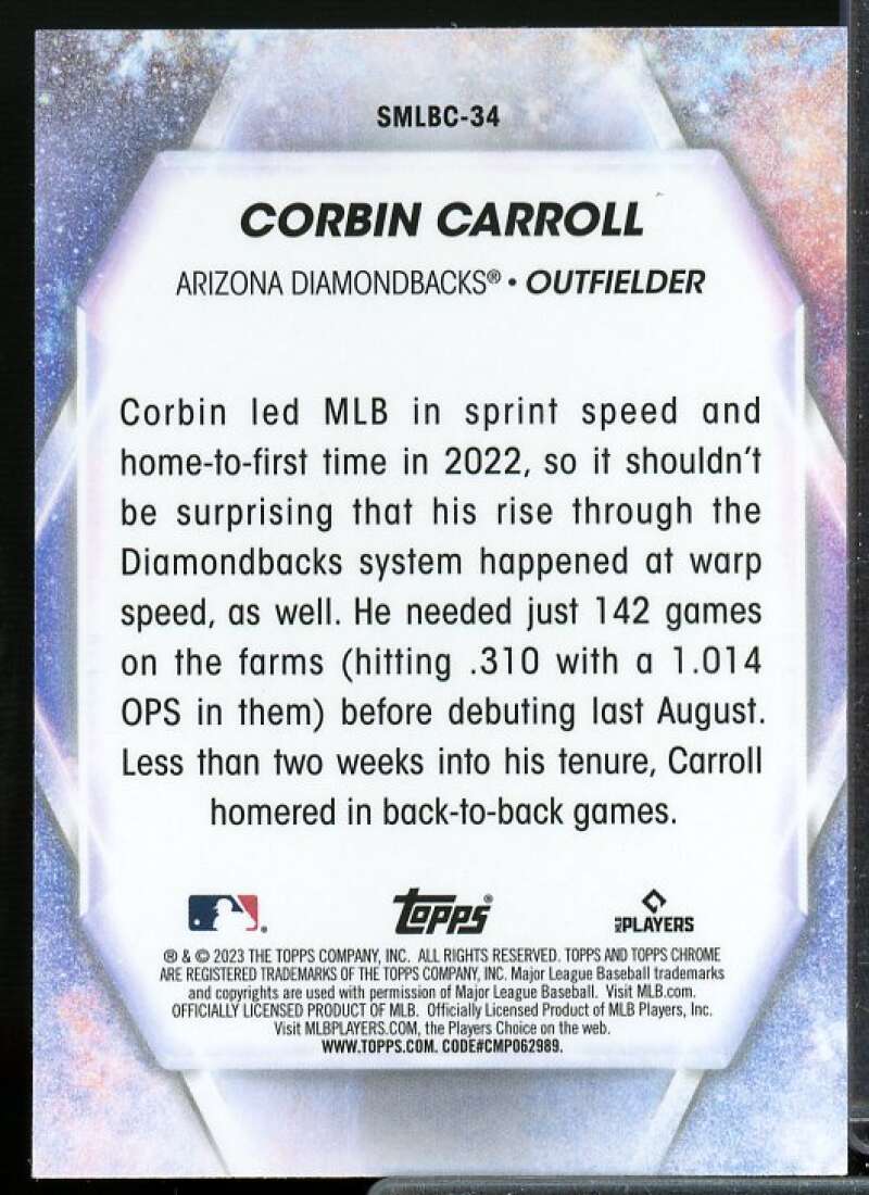 Corbin Carroll Rookie Card 2023 Topps Stars of MLB Chrome #SMLBC34  Image 2