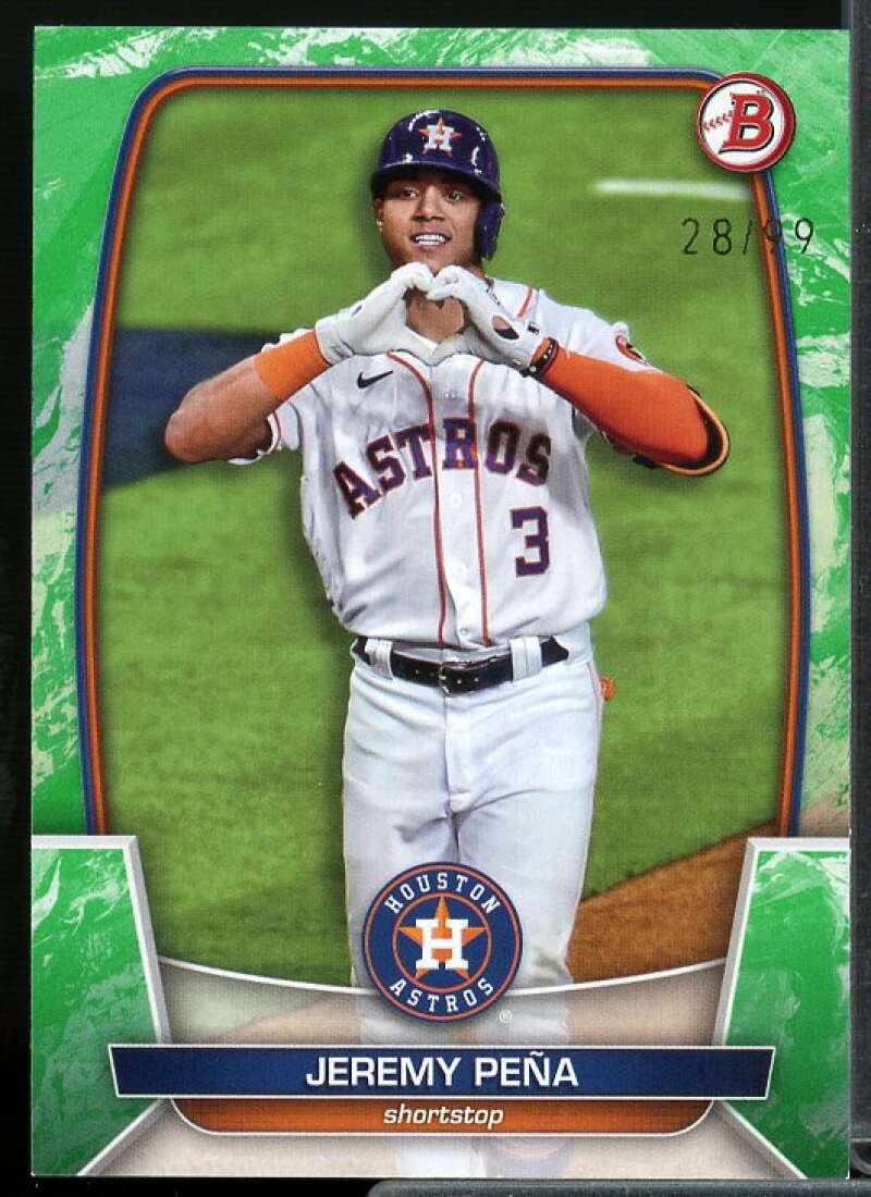 Jeremy Pena Rookie Card 2023 Bowman Green Pattern #77  Image 1