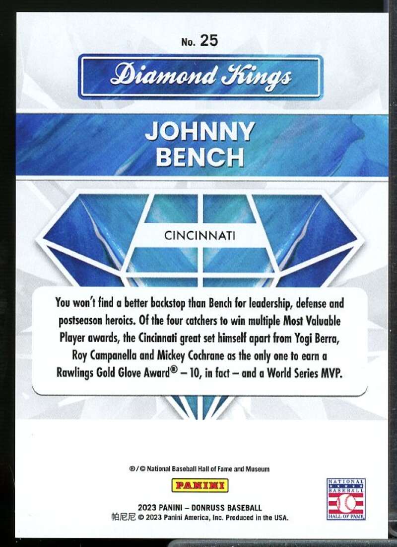 Johnny Bench DK Card 2023 Donruss Holo Red #25  Image 2