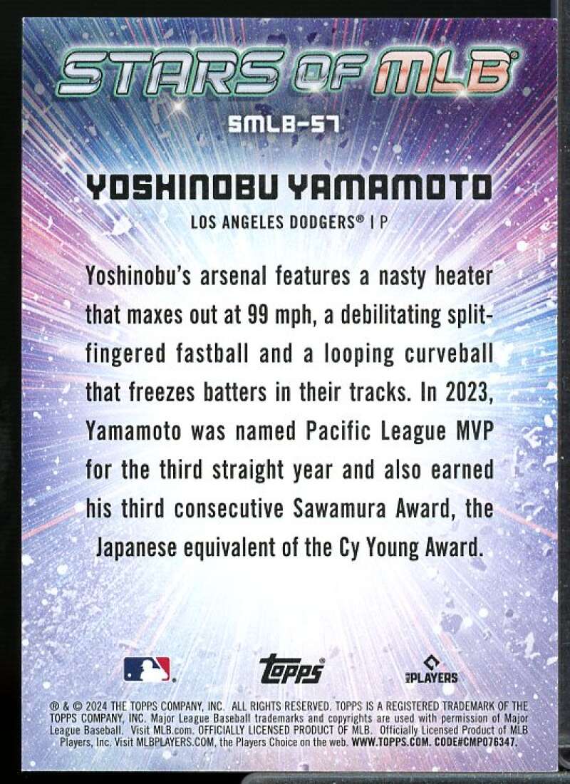 Yoshinobu Yamamoto Rookie Card 2024 Topps Stars of MLB #SMLB57  Image 2