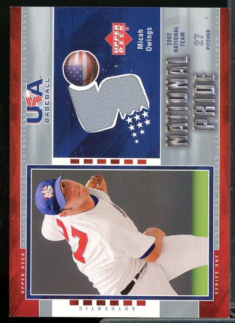 Micah Owings Rookie Card 2004 Upper Deck National Pride Jersey 1 #2  Image 1