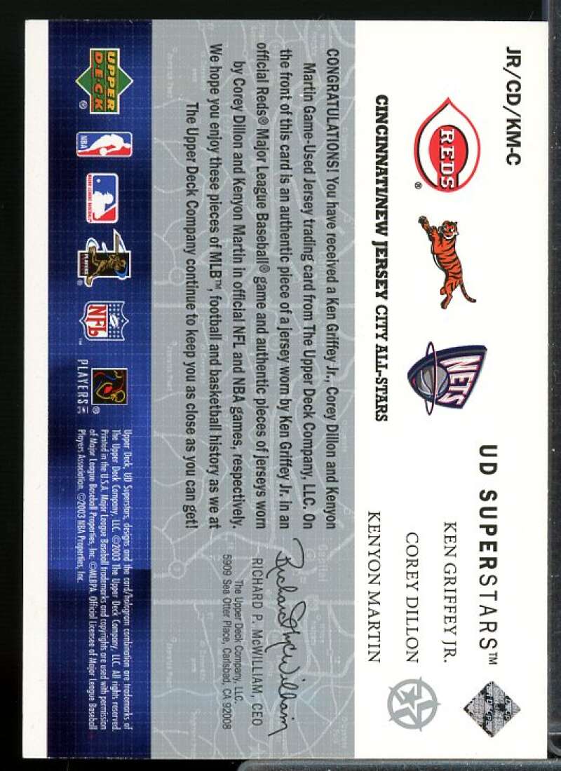 Griffey/Dillon/K.Martin 2002-03 UD SuperStars City All-Stars Triple Jersey #JCK  Image 2
