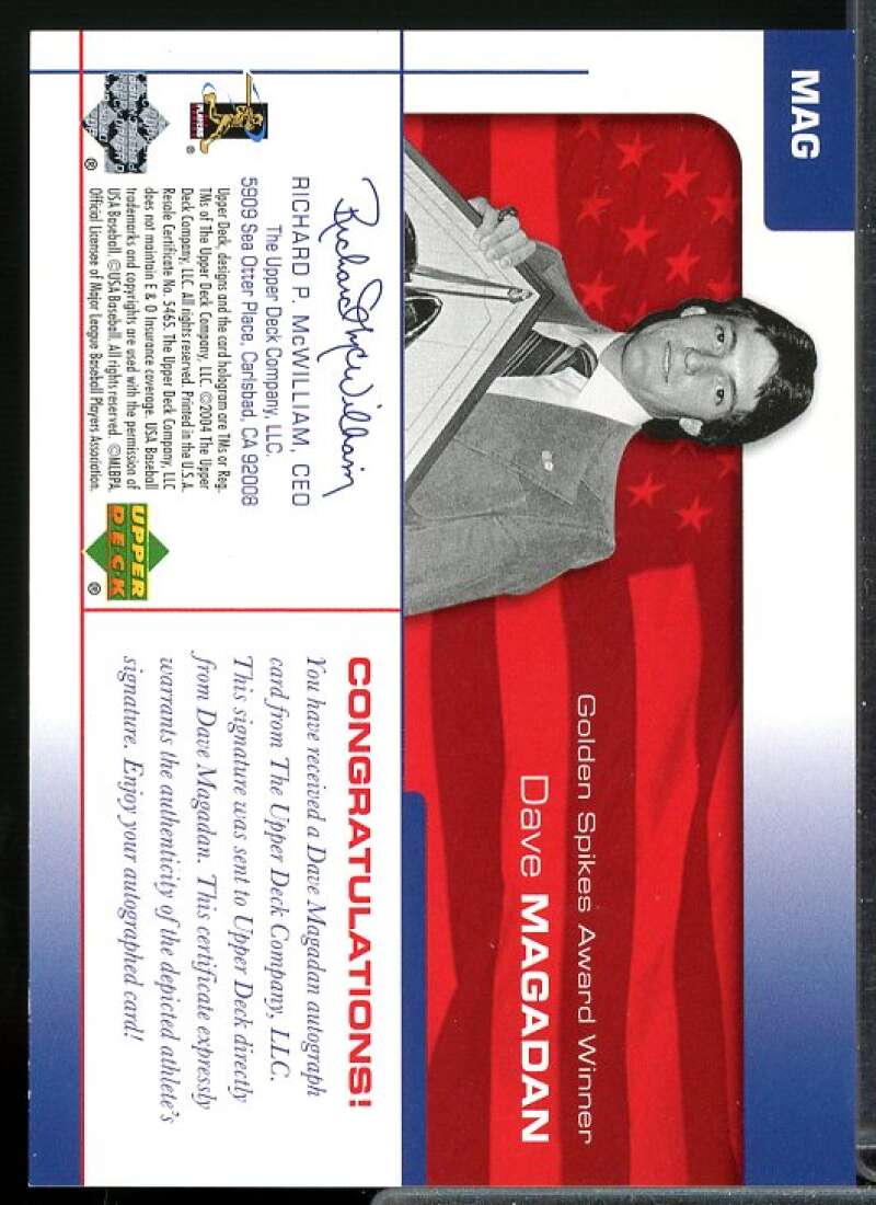 Dave Magadan Card 2004 USA Baseball 25th Anniversary Signatures Blue Ink #MAG  Image 2